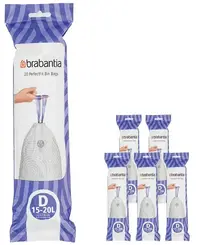 Sac de gunoi Brabantia - PerfectFit Sort&Go/Built-In, mărimea D, 15 - 20 l, 120 buc