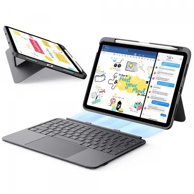 Husa cu Tastatura pentru Apple iPad Air 11 (2026) / iPad Air 11 (2025) / Air 11 (2024) / Air (2022) / Air (2020), ESR, Flex, Gri