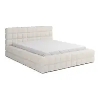 Pat matrimonial alb tapițat cu spațiu de depozitare cu somieră 160x200 cm Dizzle – ELTAP