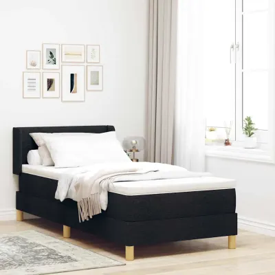 vidaXL Pat cu arcuri cu headboard Manual Negru 200 x 80 cm țesătură