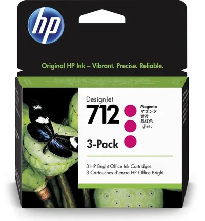 Cartuș de cerneală HP - 712, pentru DesignJet T230/T630/T650, 3-Pack, Magenta
