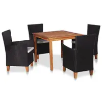 Gossi set mobilier de exterior, 5 piese, negru si maro, poliratan