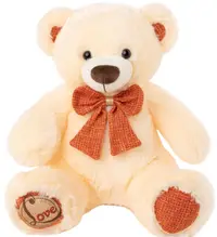 Jucărie de pluș Amek Toys -Ursuleț de pluș ecru cu panglică portocaliu , 40 cm