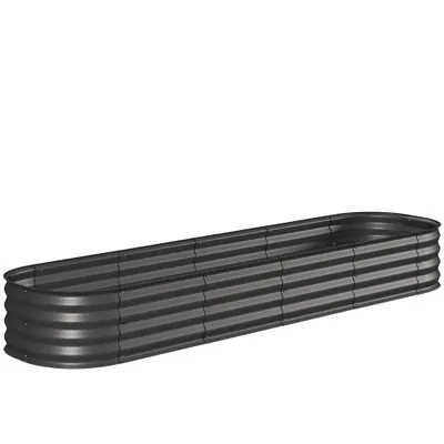 Outsunny Jardinieră pătrată modulabilă din oțel galvanizat pentru legume, plante, flori, 240 x 62 x 30 cm gri închis | Aosom Romania