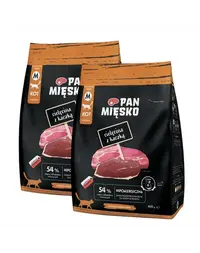 PAN MIĘSKO Vițel cu rață hrană uscată pentru pisici M 2x400 g