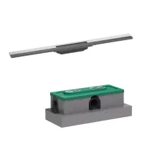 Set rigola liniara de dus cu gratar din inox 800 mm, inox periat, corp de baza pentru instalare inclus, Hansgrohe RainDrain Flex