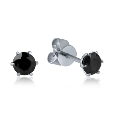 Cercei stud din aur alb cu diamante negre de 0.8ct