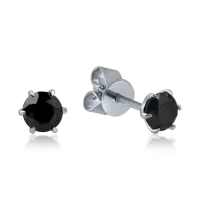Cercei stud din aur alb cu diamante negre de 0.8ct