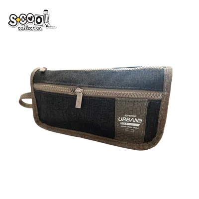 Penar tip etui, urban, 2 fermoare, brown, 22.5x7x12 cm, S-COOL