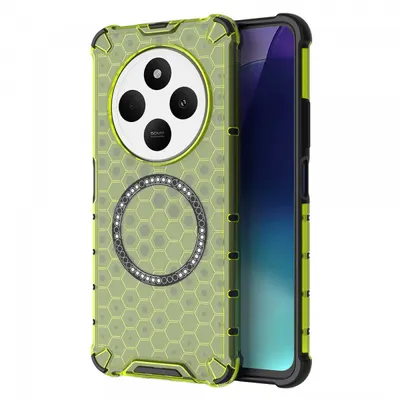 Husa MagSafe pentru Xiaomi Poco C75 / Redmi 14C, Techsuit, HoneyComb Shield, Verde