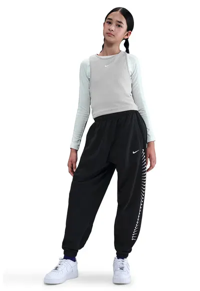 Pantaloni de trening cu model monograma lateral - Alb/Negru