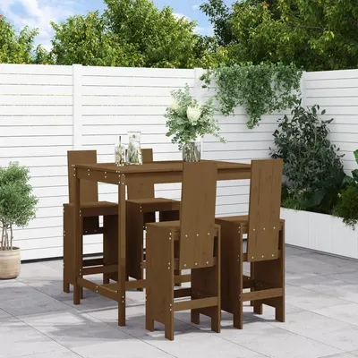 Gossi set mobilier bar de gradina, 5 piese, maro miere lemn masiv pin