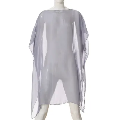 Poncho gri transparent cu croiala ampla