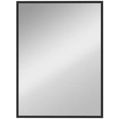 HOMCOM Oglindă de perete dreptunghiulară 76 x 101 cm, ramă din lemn negru, ideală pentru baie, living sau dormitor | Aosom Romania