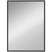 HOMCOM Oglindă de perete dreptunghiulară 76 x 101 cm, ramă din lemn negru, ideală pentru baie, living sau dormitor | Aosom Romania
