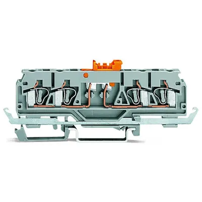 4-conductor disconnect/test terminal block; with shield contact; with test port; for DIN-rail 35 x 15 and 35 x 7.5; 2.5 mm²; CAGE CLAMP®; 2,50 mm²; orange
