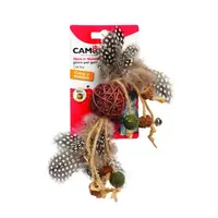 Jucarie pentru pisici, Camon, minge cu franghie si clopotei, matatabi si catnip, 24 cm