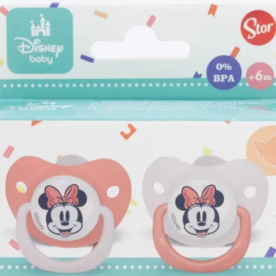 Suzete din silicon Stor - Minnie Mouse Heart Full, 6+ luni, 2 buc