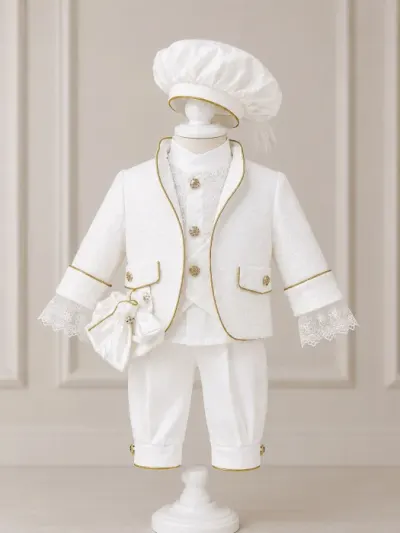 Costum de Print pentru Botez - Alb