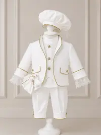 Costum de Print pentru Botez - Alb