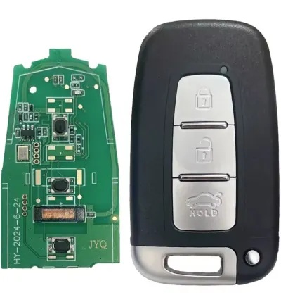Cheie auto completa cu telecomanda Techstar compatibila cu Hyundai i20, i30, Sonata, Elantra, ix35, 3 butoane, 433 MHz, FCC SY5HMFNA04, 8325A-RBFNA433-SY5RBFNA433, PCF7952L, ID46, lama HYN14