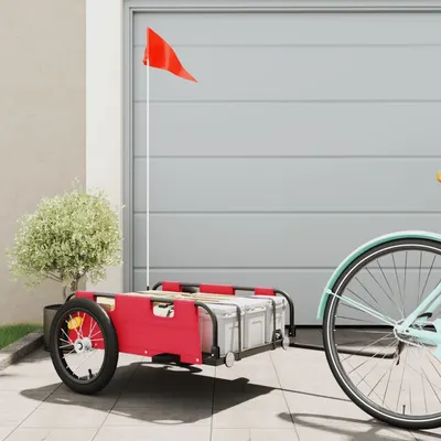 vidaXL Remorcă de bicicletă, roșu, textil oxford și fier