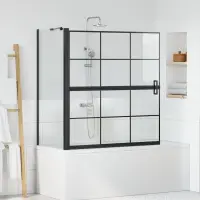vidaXL Ecran de baie pentru duș Negru și transparent 116 x 68 x 128 cm