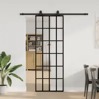 Gossi usa glisanta cu set de feronerie neagra 76x205 cm sticla esg