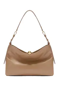 Geanta din piele cu bareta ajustabila de umar Seraphina Lux - Maro taupe