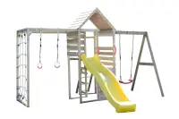 Turn de joaca cu 2 platforme, Wendi Toys, panou de catarare, tobogan, leagan si modul de gimnastica