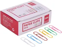 Agrafe de hârtie Deli Essential - E39716, 33 mm, colorate, 100 buc