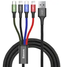 Cablu Baseus - 4 в 1, USB-A/Micro USB/2x Lightning/USB-C, 1.2 m, negru