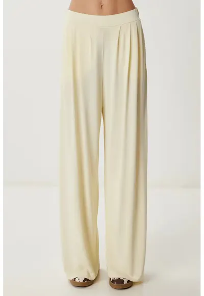 Pantaloni dama - Happiness Istanbul - Palazzo - galben lamaie - textil