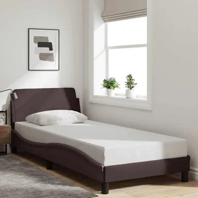 vidaXL Cadru de pat, Dover, maro închis, 90x200 cm, textil