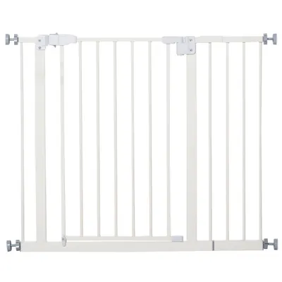 PawHut Poartă Extensibilă pentru Câini cu Montare prin Presiune, Barieră Închidere Automată și Extensie, 86x76.2 cm, Alb | Aosom Romania