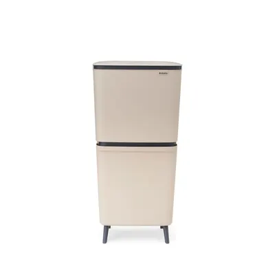 Coș de gunoi bej pentru reciclare 25+10+10 l din plastic SortUp Recycle Hi – Brabantia