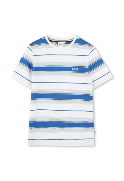 Tricou din bumbac cu model in dungi - Alb/Albastru royal