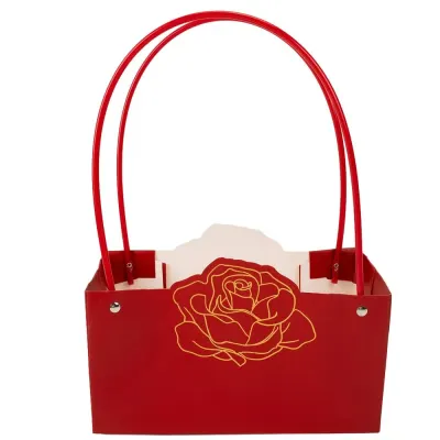 Pungi de cadou cu design trandafir (set 10 buc) - Roșu