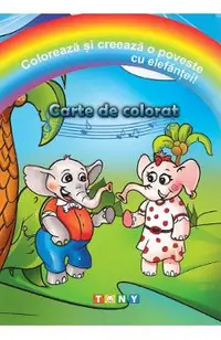 Coloreaza si creeaza o poveste cu elefantei! Carte de colorat