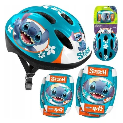 Set casca protectie, genunchiere si cotiere, Stamp, Stitch, Sigure si confortabile, Reglabile, Conform cu EN1078, Marime 50/56 cm, 3 ani+, Albastru
