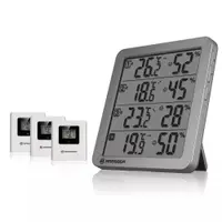 Statie meteo Bresser Quadro NV 7000060, termometru, higrometru, 3 senzori wireless, gri