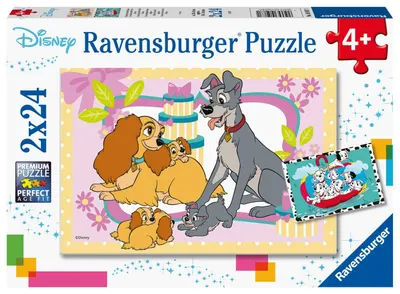 Puzzle Ravensburger din 2 x 24 de piese - Disney's favorite puppies