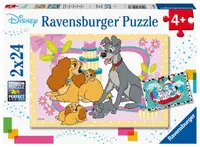 Puzzle Ravensburger din 2 x 24 de piese - Disney's favorite puppies