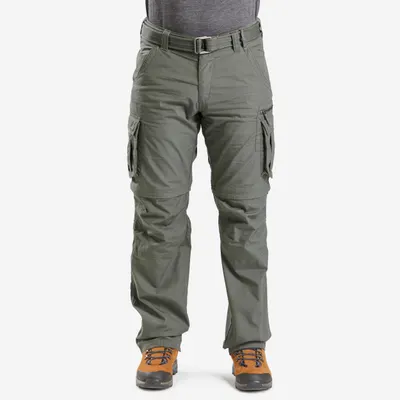 Pantalon Cargo Modulabil Trekking călătorie TRAVEL 500 Verde Bărbați