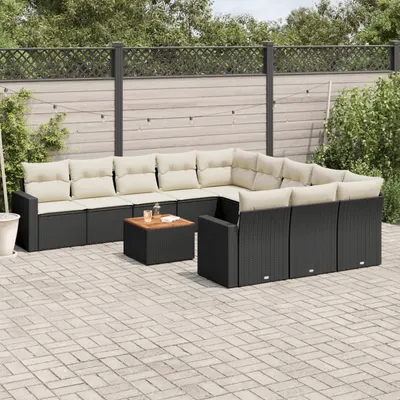 Gossi set canapele de gradina, 12 piese, cu perne, negru, poliratan