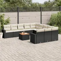 Gossi set canapele de gradina, 12 piese, cu perne, negru, poliratan