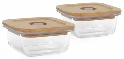 Set ecologic de recipiente din sticlă Miniland - Bird, 2 x 210 ml
