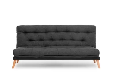 Canapea extensibila SAKI, 3 locuri, gri inchis, 185x82x92 cm