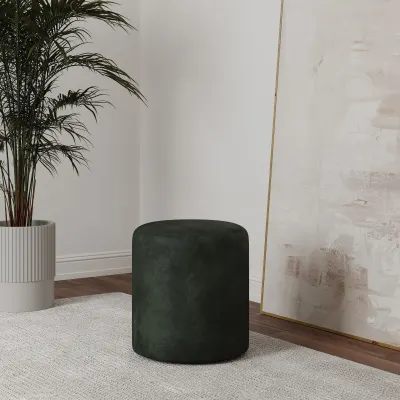 Taburet Tapitat Mali, Verde Inchis, Stofa, L 41 x l 41 x H 45 cm