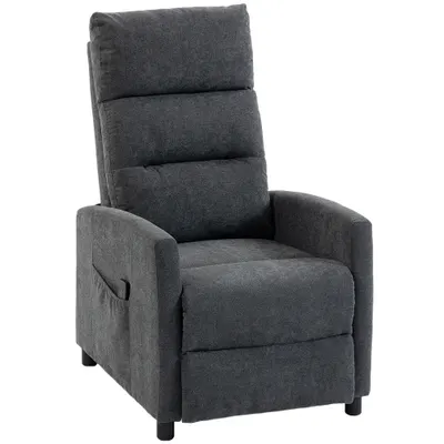 HOMCOM Fotoliu Reclinabil Manual cu Masaj 160°, Chenille, Suport Picioare, Telecomandă, Buzunare, Gri Închis | Aosom Romania